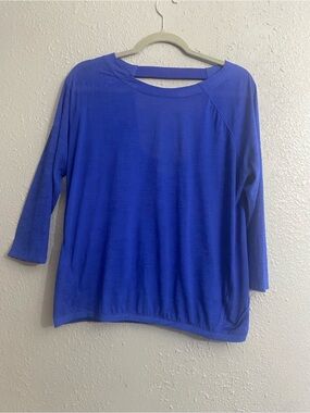 Athleta Royal Blue 3/4 Sleeve Boatneck Top Casual Relaxed